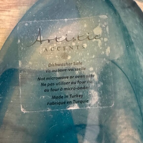 New Artistic Accents Blue Swirl Oval Serving Tray/Trinket Dish 10 " x 6 " - Picture 5 of 5